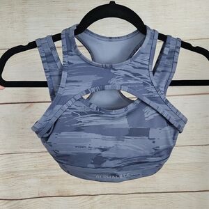 Alphalete Surface Keyhole Bra Grey Gray Canvas Camo Running Athletic XS